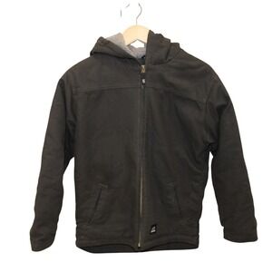 Berne Workwear Jacket Mens Large Brown Sherpa Lined Duck Canvas Hooded Excellent